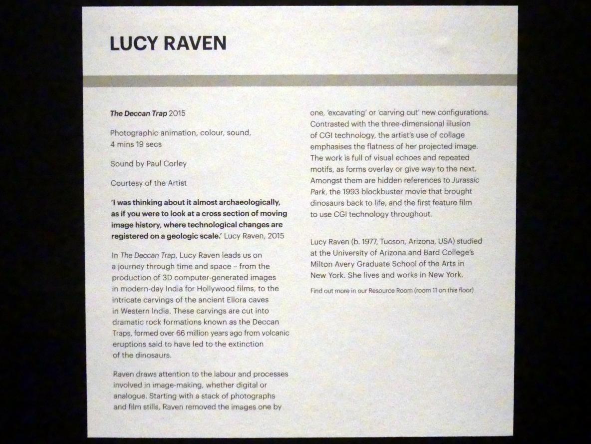 Lucy Raven (2015), Die Dekkan-Falle, Edinburgh, Scottish National Gallery of Modern Art, Gebäude One, Saal 4 - Lucy Raven, 2015, Bild 2/2