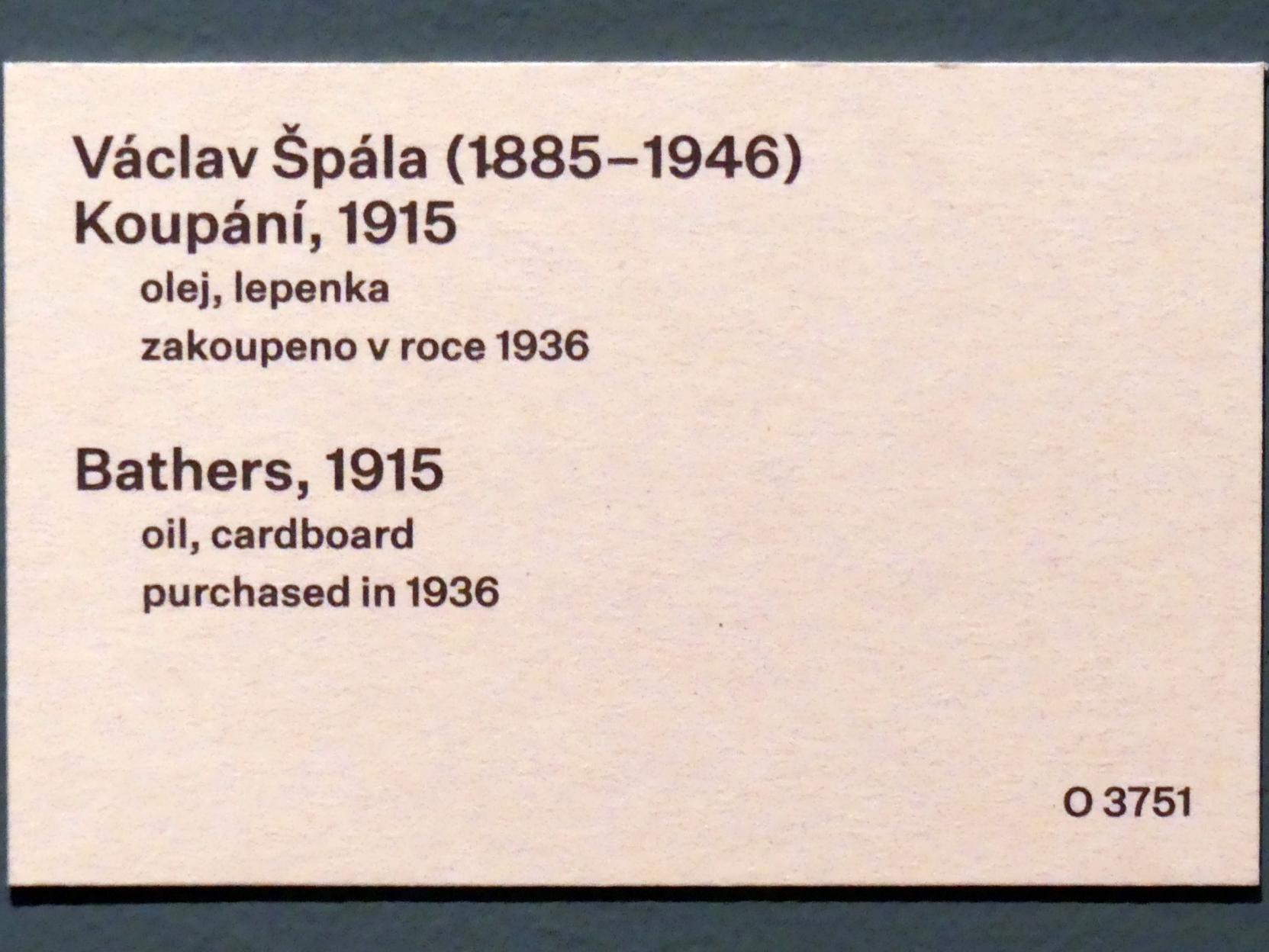 Václav Špála (1908–1927), Die Badenden, Prag, Nationalgalerie im Messepalast, 1918-1939, Saal 1, 1915, Bild 2/2