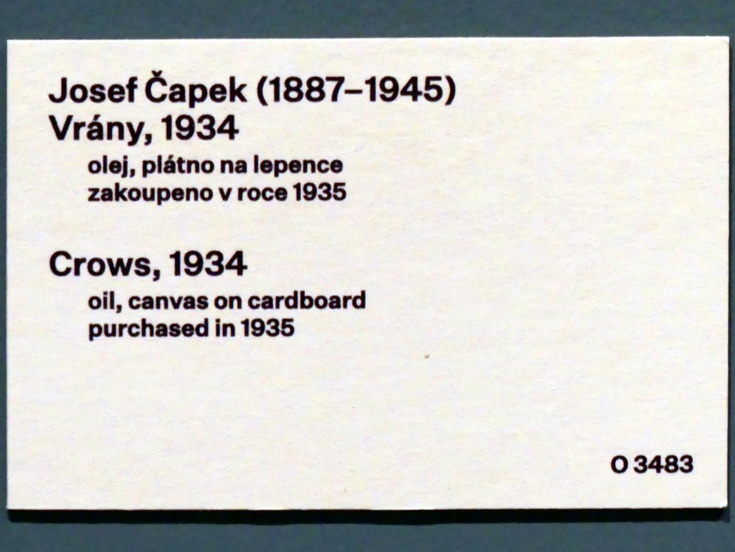 Josef Čapek (1908–1938), Krähen, Prag, Nationalgalerie im Messepalast, 1918-1939, Saal 1, 1934, Bild 2/2