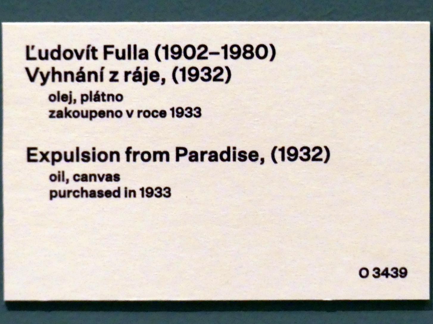 Ľudovít Fulla (1930–1932), Vertreibung aus dem Paradies, Prag, Nationalgalerie im Messepalast, 1918-1939, Saal 1, 1932, Bild 2/2