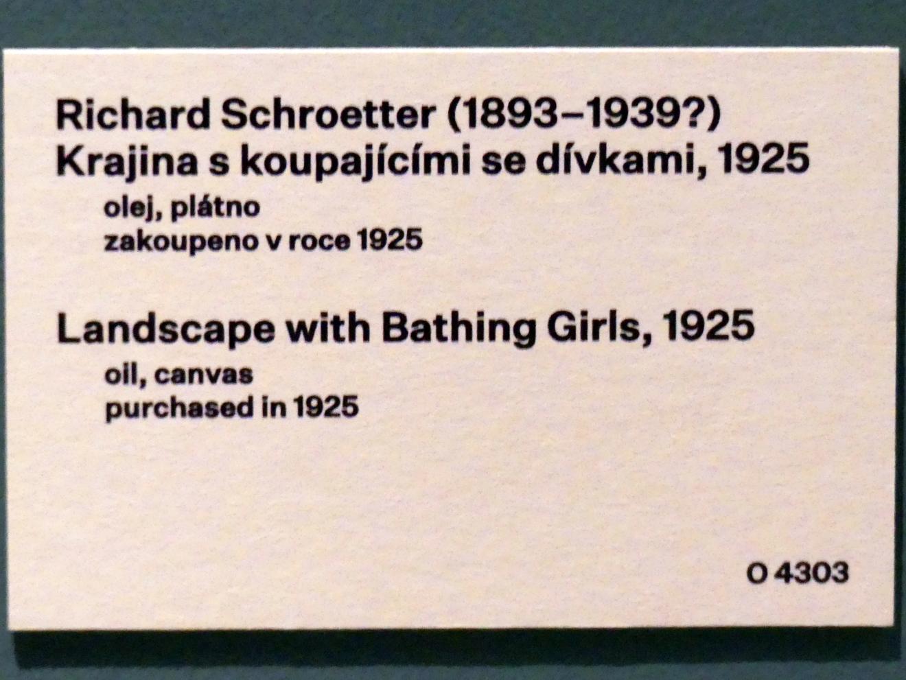 Richard Schrötter (1925–1929), Landschaft mit badenden Mädchen, Prag, Nationalgalerie im Messepalast, 1918-1939, Saal 1, 1925, Bild 2/2