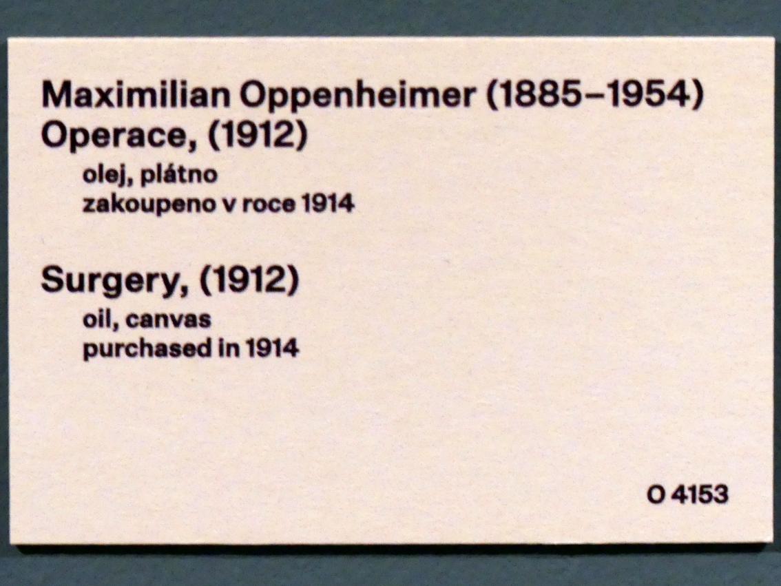 Max Oppenheimer (1908–1950), Chirurgischer Eingriff, Prag, Nationalgalerie im Messepalast, 1918-1939, Saal 1, 1912, Bild 2/2