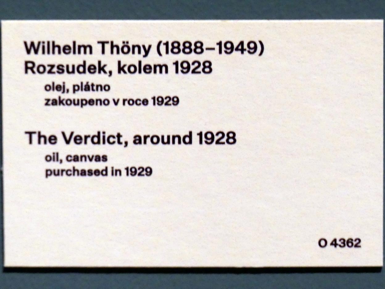 Wilhelm Thöny (1914–1928), Das Urteil, Prag, Nationalgalerie im Messepalast, 1918-1939, Saal 1, um 1928, Bild 2/2