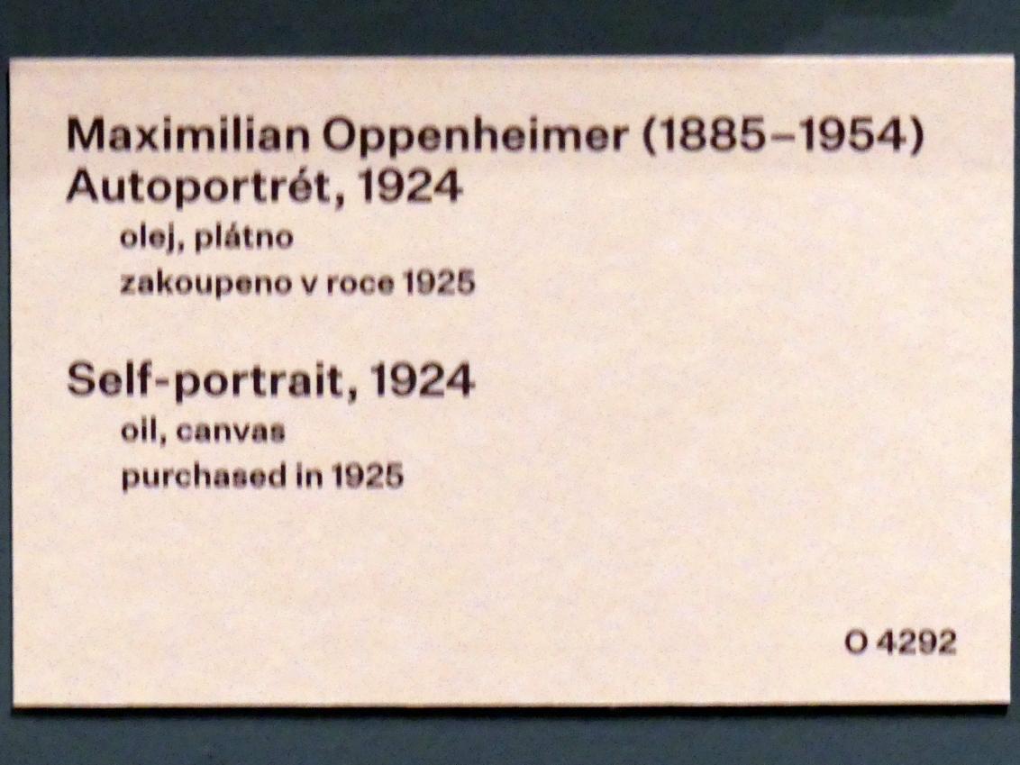 Max Oppenheimer (1908–1950), Selbstporträt, Prag, Nationalgalerie im Messepalast, 1918-1939, Saal 1, 1924, Bild 2/2