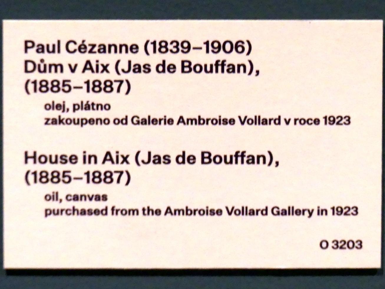 Paul Cézanne (1866–1906), Haus in Aix (Jas de Bouffan), Prag, Nationalgalerie im Messepalast, 1918-1939, Saal 1, 1885–1887, Bild 2/2