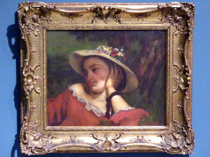 Gustave Courbet (1851–1874), Frau mit Blumen am Hut, Prag, Nationalgalerie im Messepalast, 1918-1939, Saal 1, 1857
