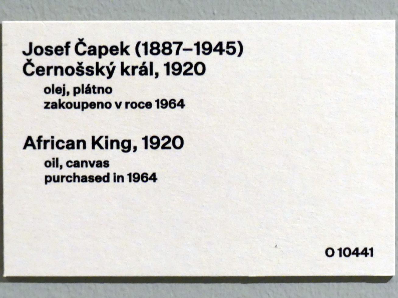 Josef Čapek (1908–1938), Afrikanischer König, Prag, Nationalgalerie im Messepalast, 1918-1939, Saal 2, 1920, Bild 2/2