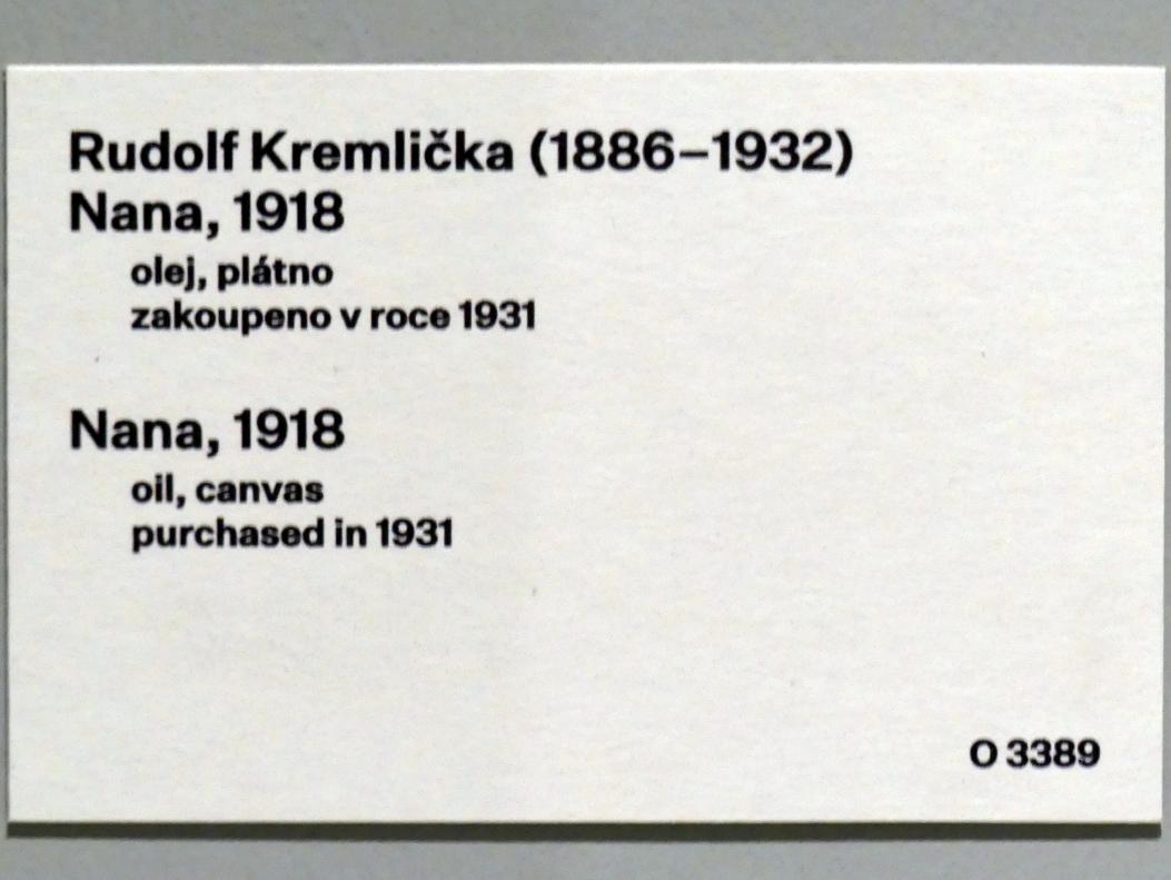 Rudolf Kremlička (1918–1928), Nana, Prag, Nationalgalerie im Messepalast, 1918-1939, Saal 2, 1918, Bild 2/2