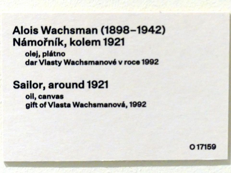 Alois Wachsman (1919–1932), Matrose, Prag, Nationalgalerie im Messepalast, 1918-1939, Saal 3, um 1921, Bild 2/2