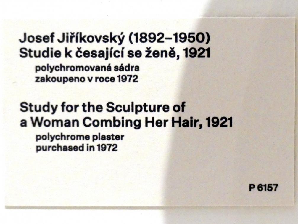 Josef Jiříkovský (1921–1923), Kopfstudie einer sich kämmenden Frau, Prag, Nationalgalerie im Messepalast, 1918-1939, Saal 3, um 1921, Bild 4/4