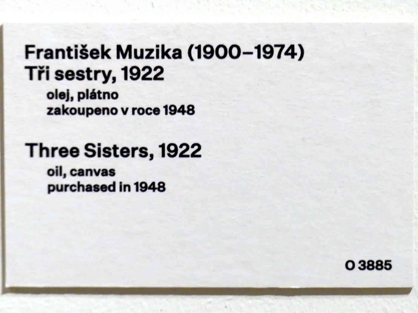 František Muzika (1922–1944), Drei Schwestern, Prag, Nationalgalerie im Messepalast, 1918-1939, Saal 3, 1922, Bild 2/2