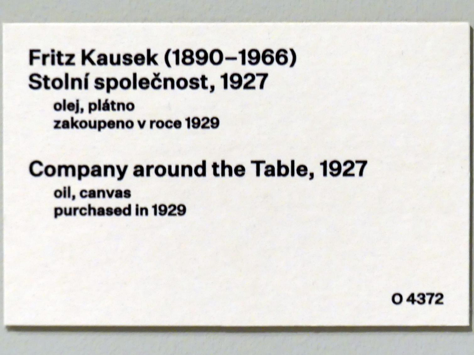 Fritz Kausek (1919–1927), Tischgesellschaft, Prag, Nationalgalerie im Messepalast, 1918-1939, Saal 3, 1927, Bild 2/2