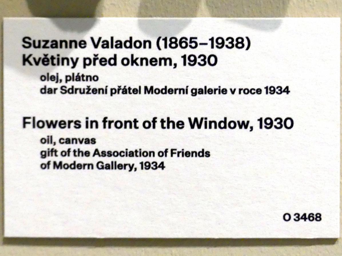 Suzanne (Marie-Clémentine) Valadon (1919–1930), Blumen vor einem Fenster, Prag, Nationalgalerie im Messepalast, 1918-1939, Saal 4, 1930, Bild 2/2