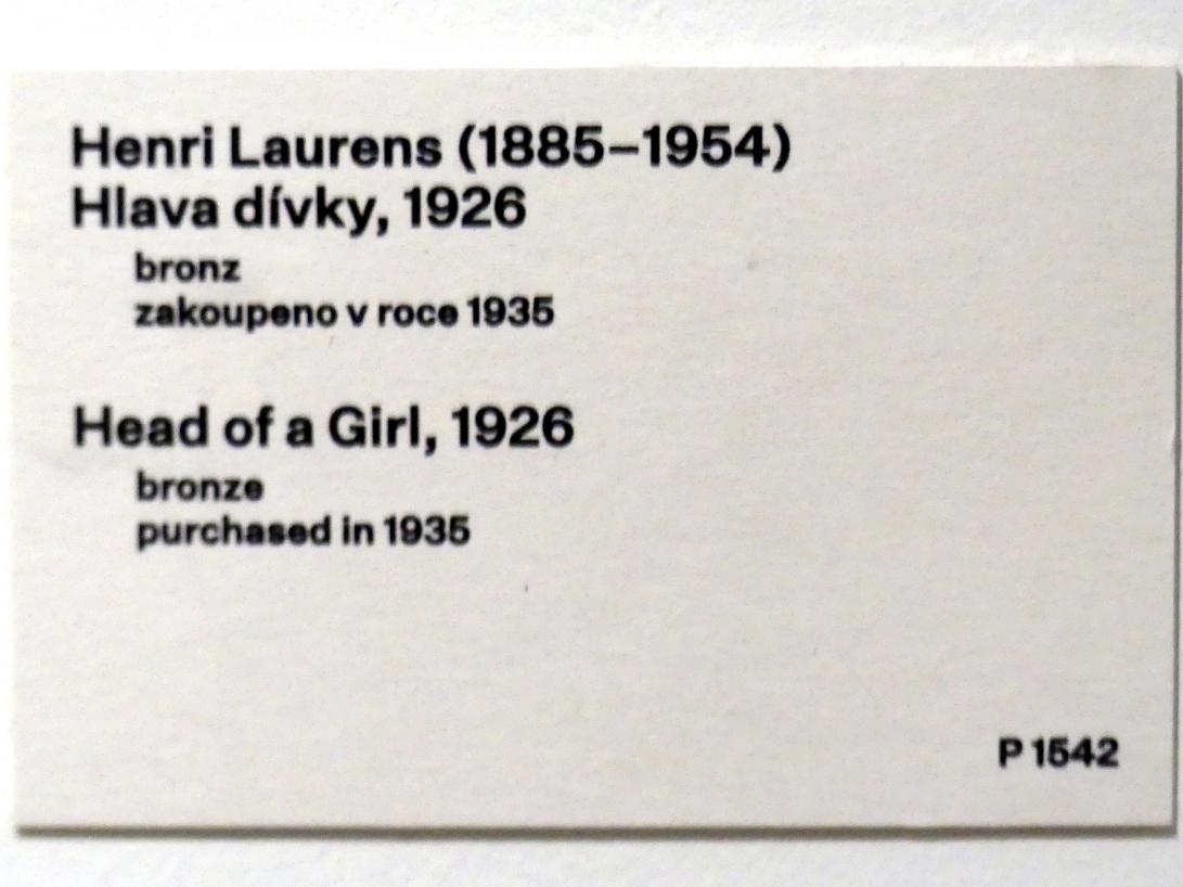Henri Laurens (1915–1947), Mädchenkopf, Prag, Nationalgalerie im Messepalast, 1918-1939, Saal 4, 1926, Bild 4/4