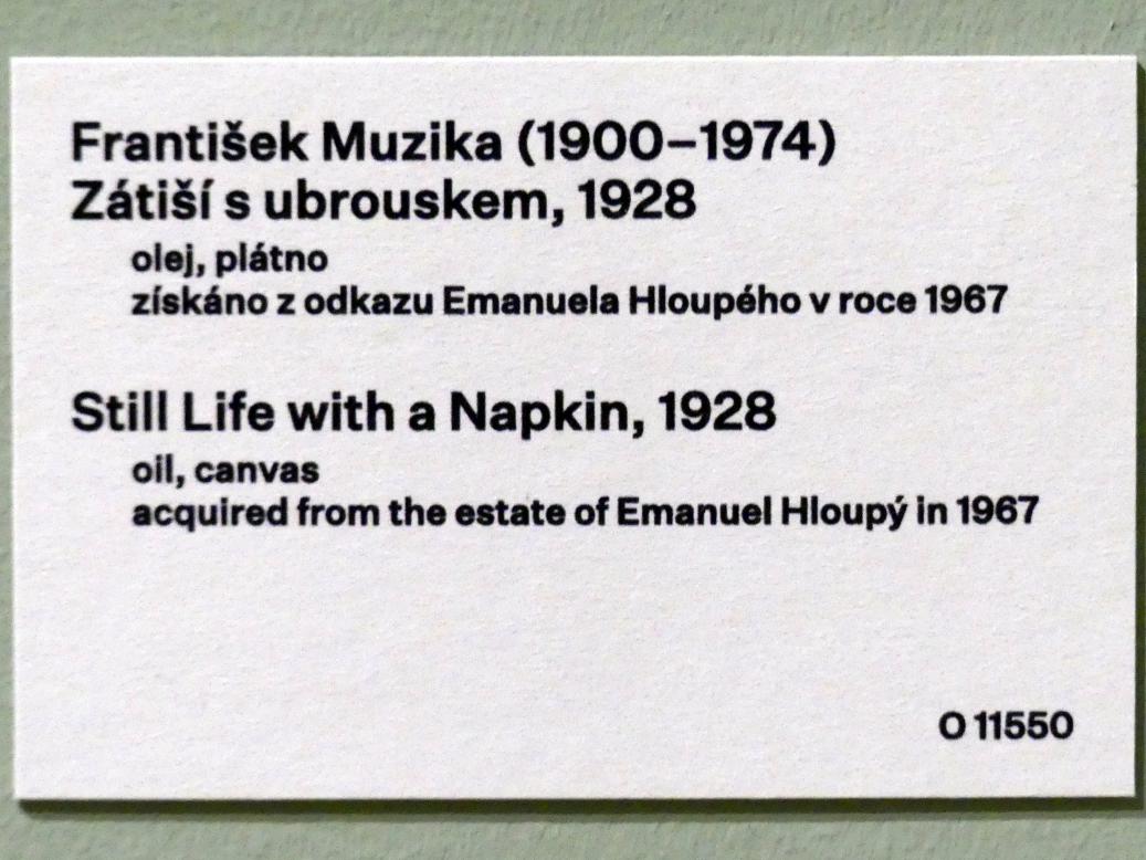 František Muzika (1922–1944), Stillleben mit Serviette, Prag, Nationalgalerie im Messepalast, 1918-1939, Saal 7, 1928, Bild 2/2
