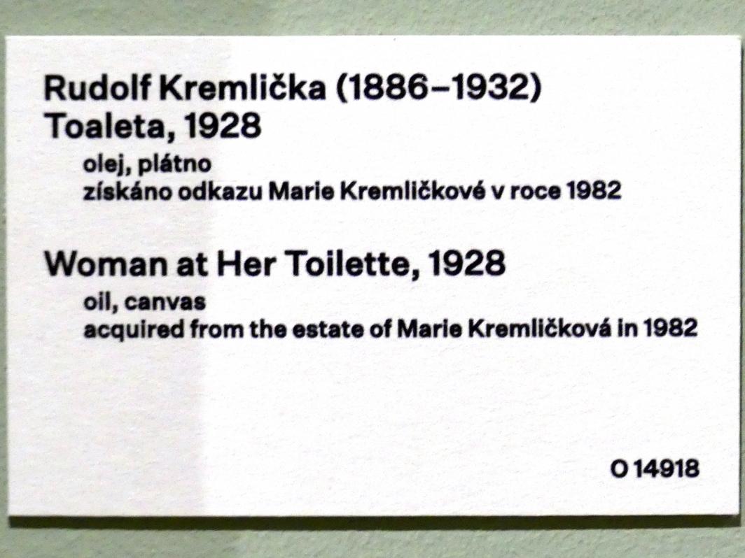 Rudolf Kremlička (1918–1928), Frau bei der Toilette, Prag, Nationalgalerie im Messepalast, 1918-1939, Saal 7, 1928, Bild 2/2