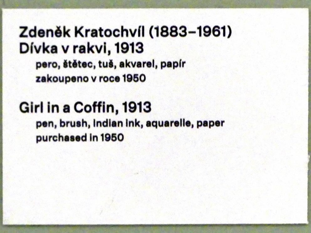 Zdeněk Kratochvíl (1906–1925), Mädchen im Sarg, Prag, Nationalgalerie im Messepalast, 1918-1939, Saal 7, 1913, Bild 2/2
