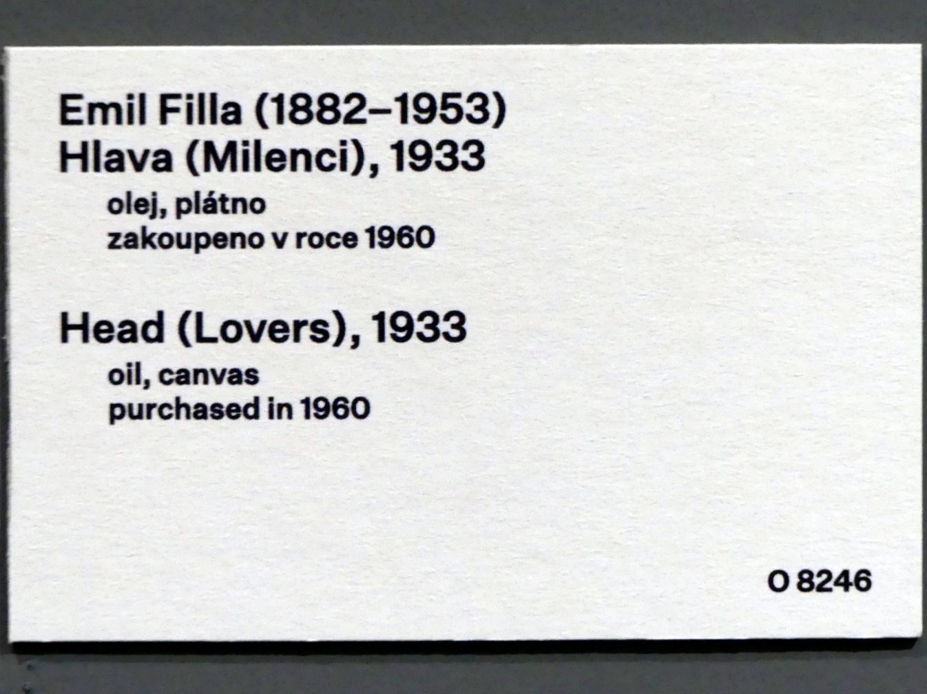 Emil Filla (1907–1938), Kopf (Liebende), Prag, Nationalgalerie im Messepalast, 1918-1939, Saal 8, 1933, Bild 2/2