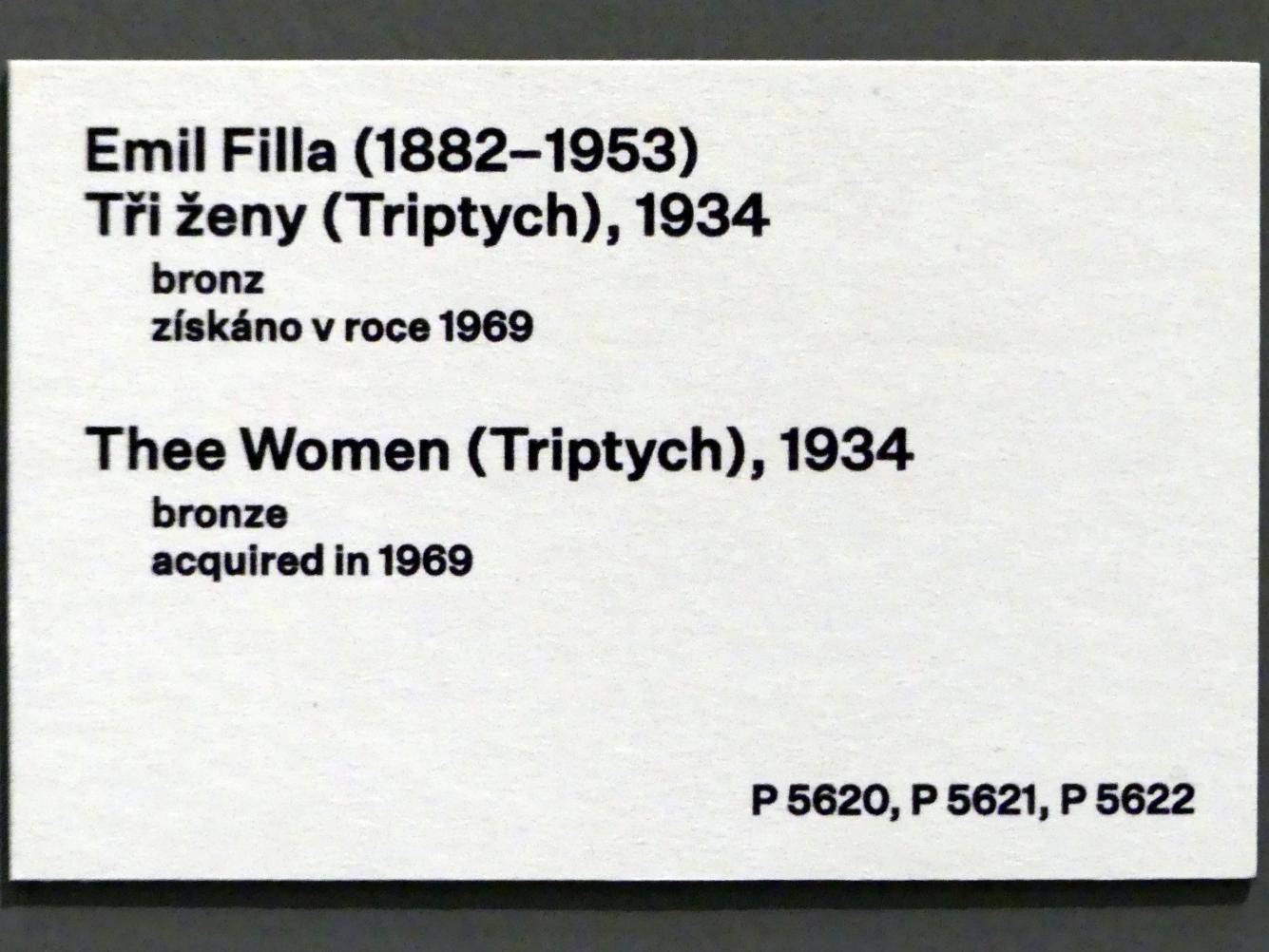 Emil Filla (1907–1938), Drei Frauen (Triptychon), Prag, Nationalgalerie im Messepalast, 1918-1939, Saal 8, 1934, Bild 2/2