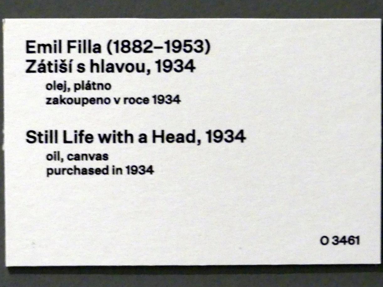 Emil Filla (1907–1938), Stillleben mit einem Kopf, Prag, Nationalgalerie im Messepalast, 1918-1939, Saal 8, 1934, Bild 2/2