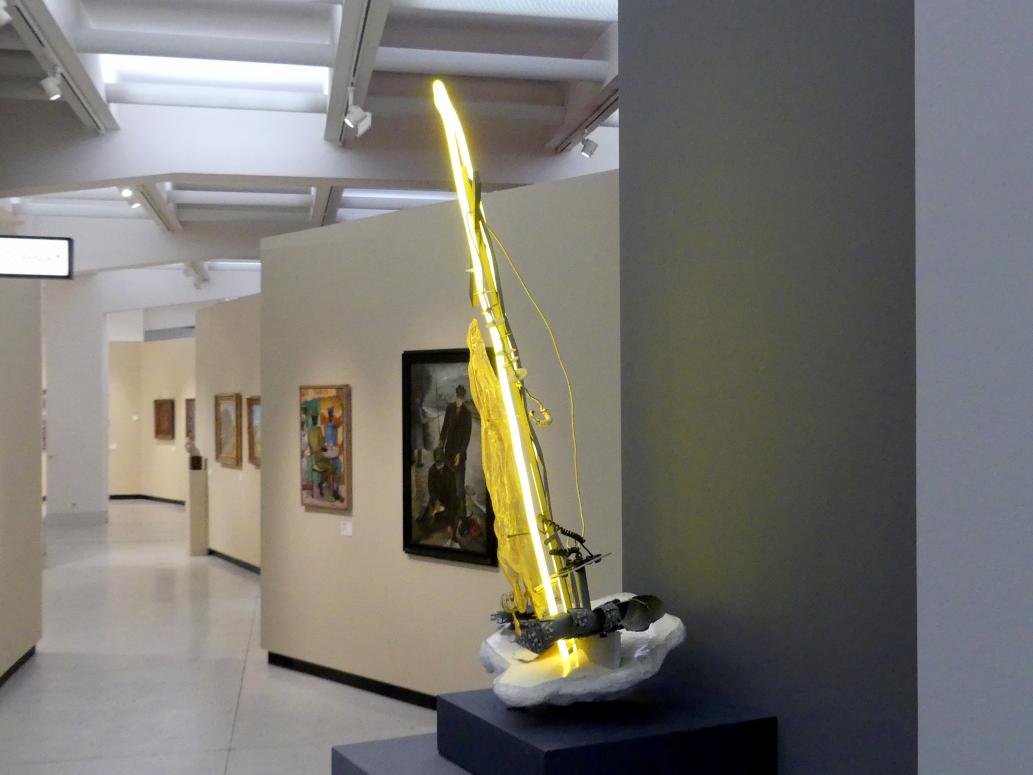 Zdeněk Pešánek (1931–1936), Modell für die Skulptur am Haupteingang des Prager Elektrifizierungsamtes, Prag, Nationalgalerie im Messepalast, 1918-1939, Saal 10, 1936, Bild 3/5