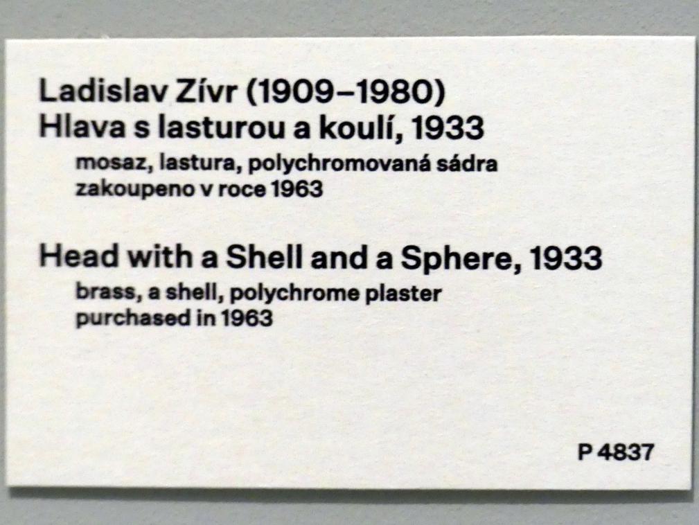 Ladislav Zívr (1933–1973), Kopf mit Muschel und Kugel, Prag, Nationalgalerie im Messepalast, 1918-1939, Saal 11, 1933, Bild 2/2