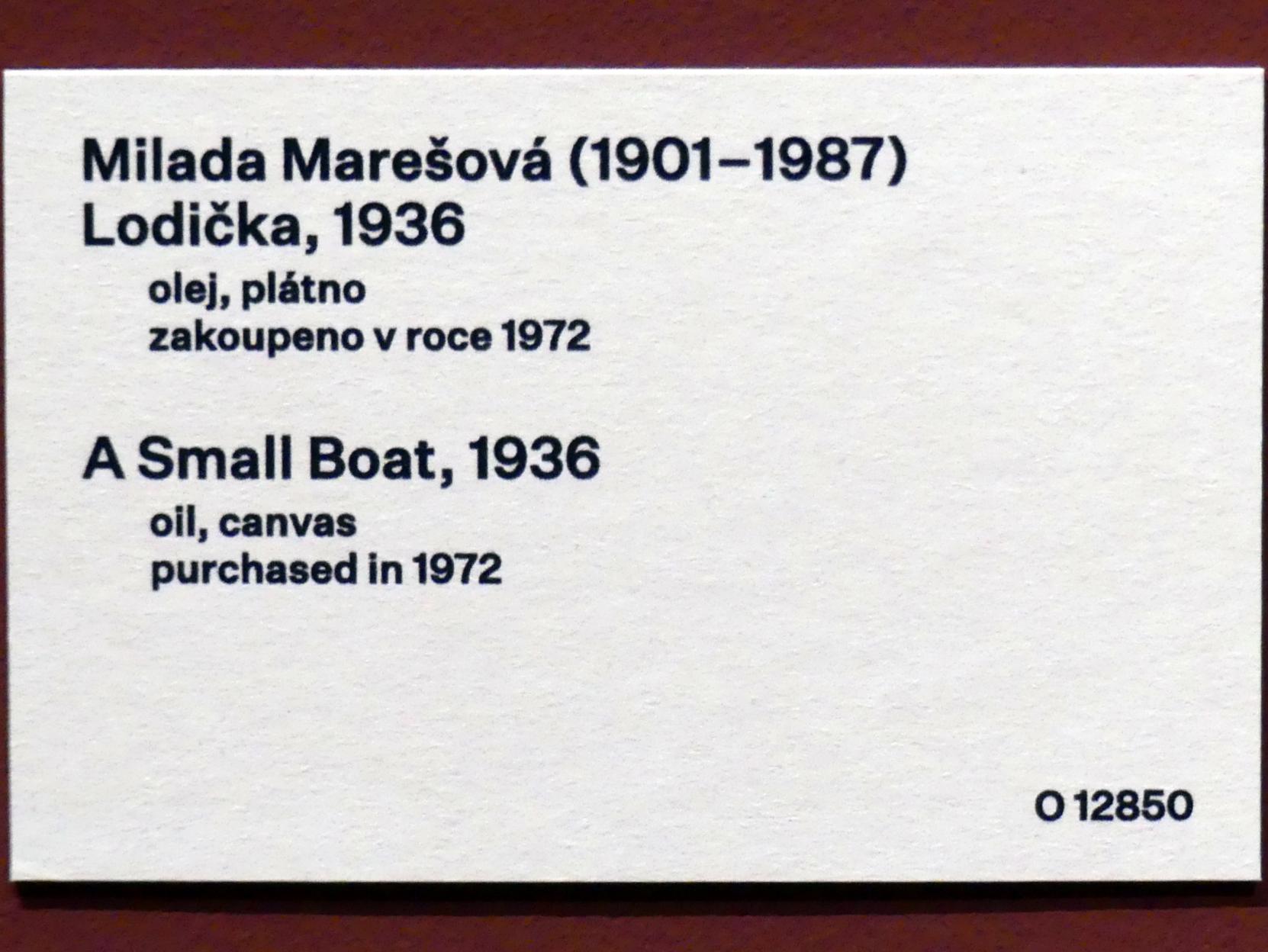 Milada Marešová (1923–1936), Schiffchen, Prag, Nationalgalerie im Messepalast, 1918-1939, Saal 13, 1936, Bild 2/2
