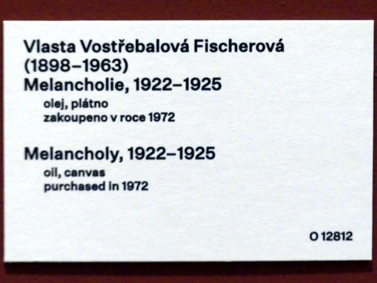 Vlasta Vostřebalová Fischerová (1921–1926), Melancholie, Prag, Nationalgalerie im Messepalast, 1918-1939, Saal 13, 1922–1925, Bild 2/2