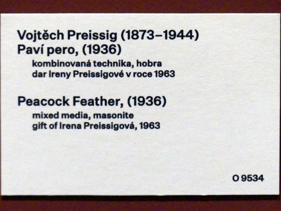 Vojtěch Preissig (1931–1937), Pfauenfeder, Prag, Nationalgalerie im Messepalast, 1918-1939, Saal 13, 1936, Bild 2/2