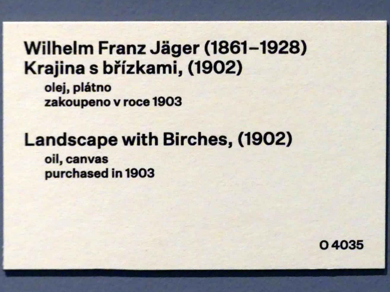 Wenzel Franz Jäger (1902), Landschaft mit Birken, Prag, Nationalgalerie im Messepalast, 1918-1939, Saal 14, 1902, Bild 2/2