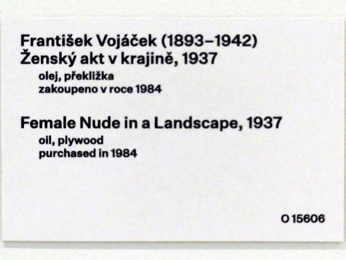 František Vobecký (1932–1937), Weiblicher Akt in einer Landschaft, Prag, Nationalgalerie im Messepalast, 1918-1939, Saal 15, 1937, Bild 2/2