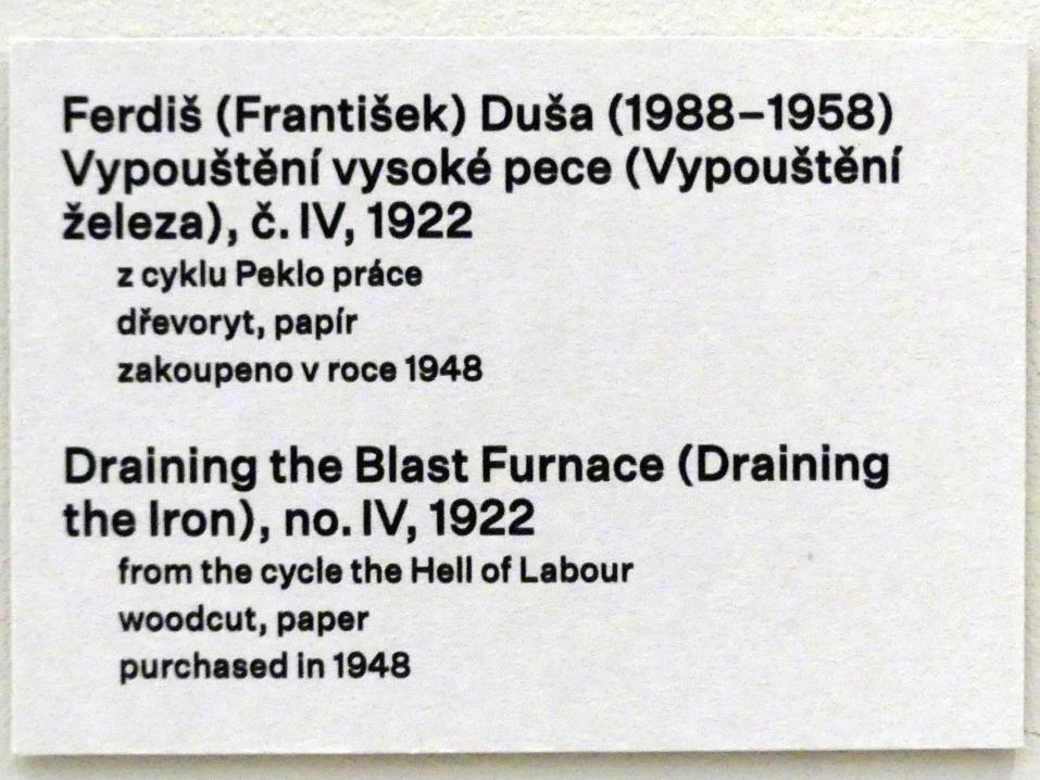 Ferdiš Duša (1922–1930), Entleerung des Hochofens (Eisen ablassen) Nr. IV, Prag, Nationalgalerie im Messepalast, 1918-1939, Saal 15, 1922, Bild 2/2