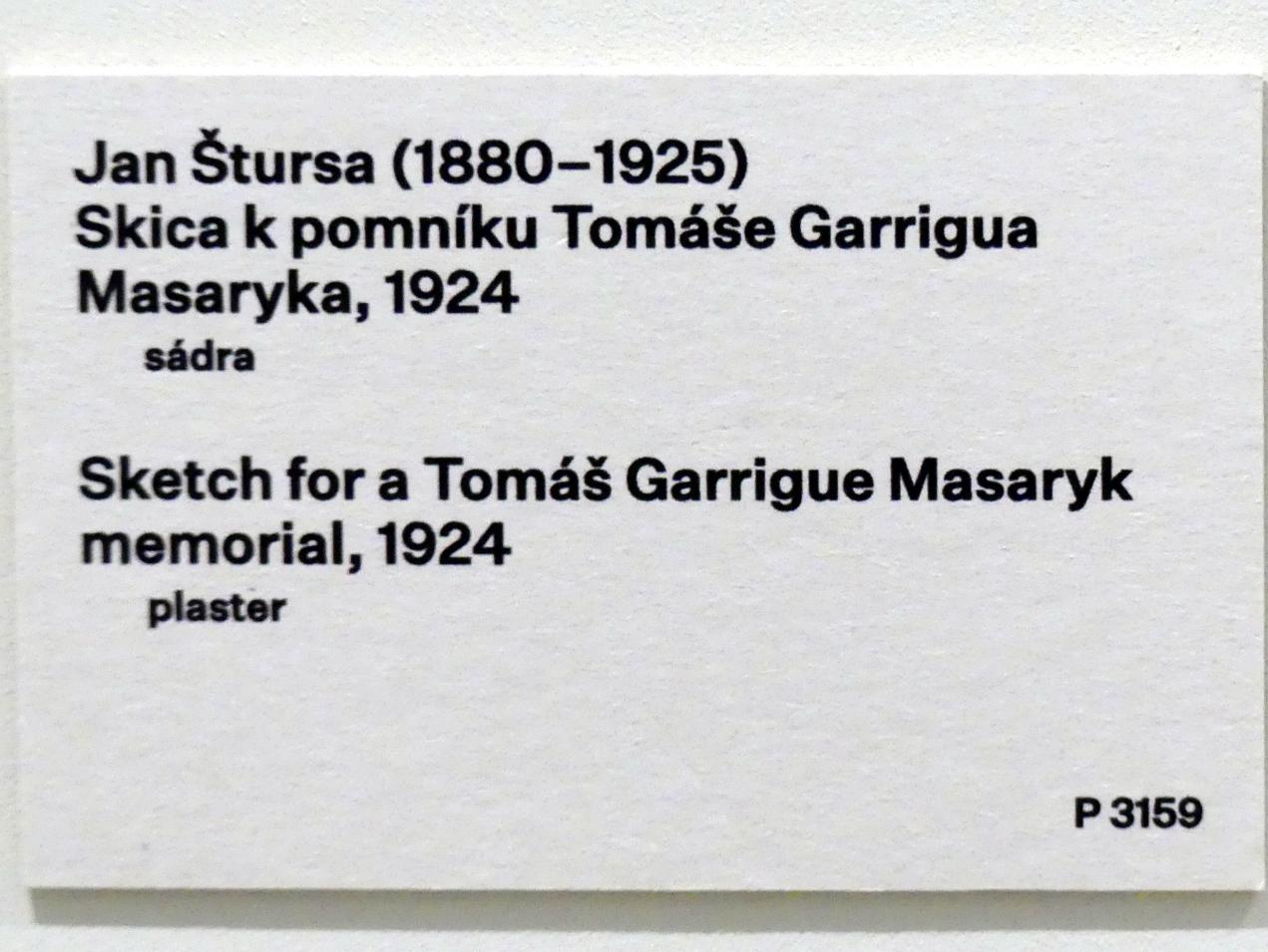 Jan Štursa (1904–1924), Entwurf für ein Tomáš Garrigue Masaryk Denkmal, Prag, Nationalgalerie im Messepalast, 1918-1939, Eingangshalle, 1924, Bild 3/3