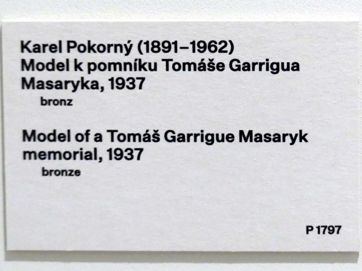 Karel Pokorný (1937), Entwurf für ein Tomáš Garrigue Masaryk Denkmal, Prag, Nationalgalerie im Messepalast, 1918-1939, Eingangshalle, 1937, Bild 3/3
