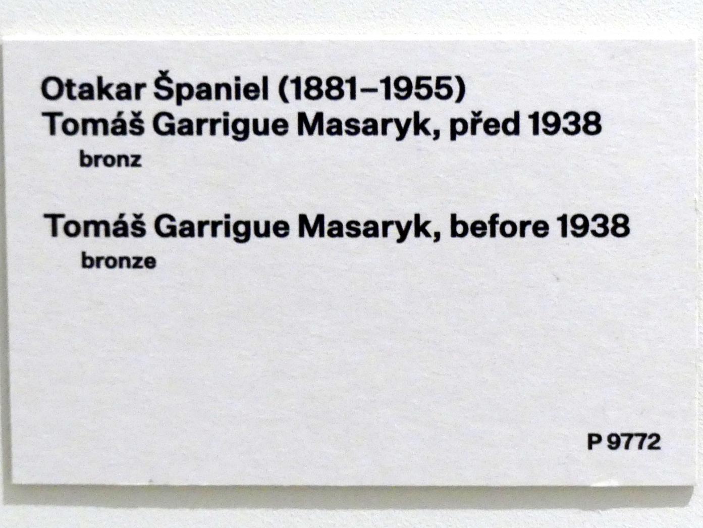 Otakar Španiel (1937), Büste Tomáš Garrigue Masaryk, Prag, Nationalgalerie im Messepalast, 1918-1939, Eingangshalle, vor 1938, Bild 2/2