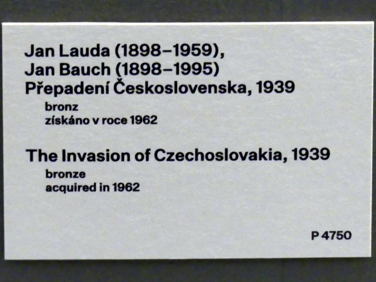 Jan Lauda (1923–1939), Einmarsch in die Tschechoslowakei, Prag, Nationalgalerie im Messepalast, 1918-1939, Epilog, 1939, Bild 3/3
