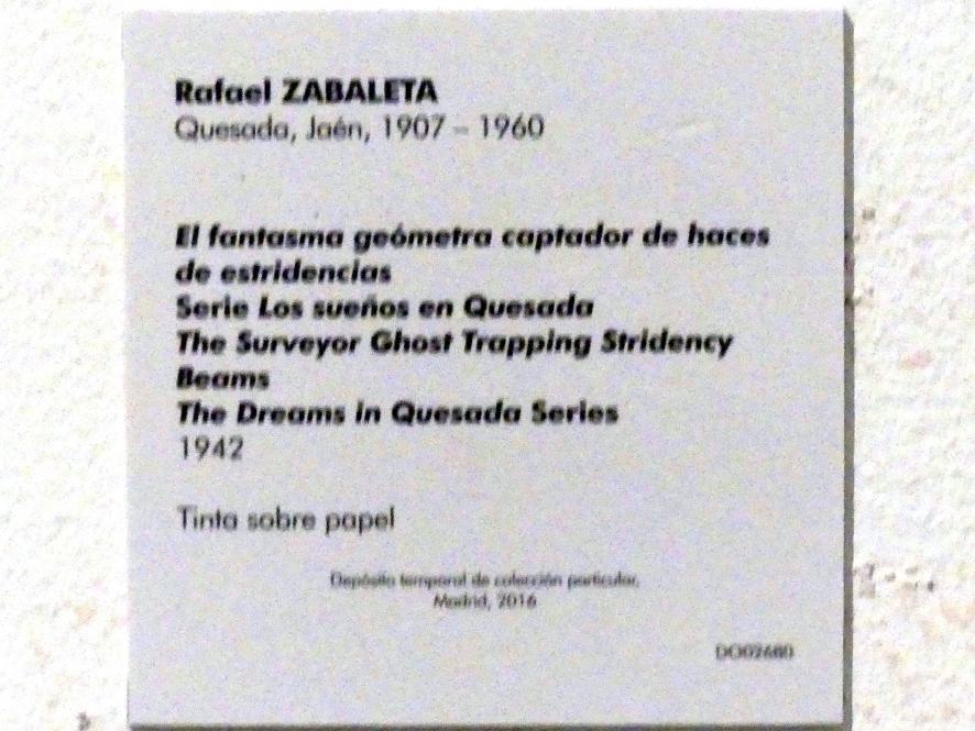 Rafael Zabaleta (1942–1951), Der Vermessergeist fängt Schärfe-Strahlen ein - Träume aus der Quesada-Serie, Madrid, Museo Reina Sofía, Saal 404, 1942, Bild 2/2