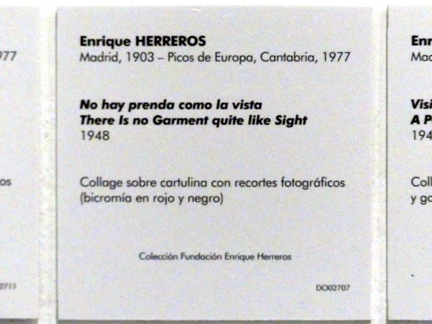 Enrique Herreros (1945–1950), Kein Kleidungsstück gleicht dem Anblick, Madrid, Museo Reina Sofía, Saal 404, 1948, Bild 2/2