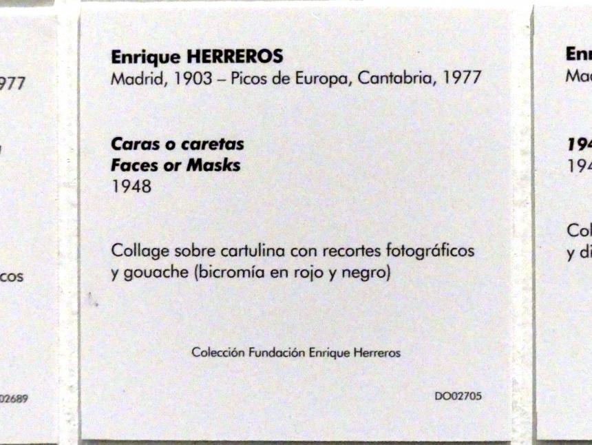 Enrique Herreros (1945–1950), Gesichter und Masken, Madrid, Museo Reina Sofía, Saal 404, 1948, Bild 2/2