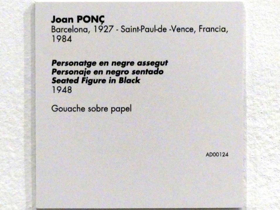 Joan Ponç (1947–1948), Sitzende Figur in Schwarz, Madrid, Museo Reina Sofía, Saal 405, 1948, Bild 2/2