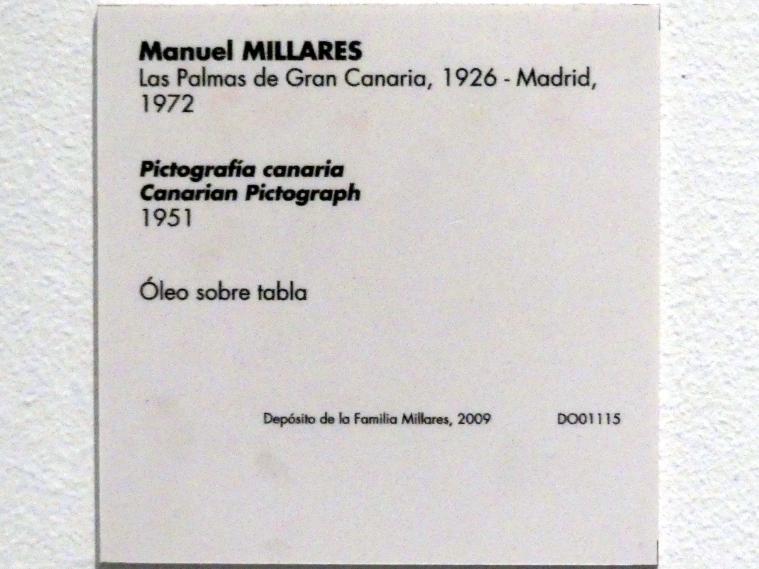 Manolo Millares (Manuel Millares) (1951–1959), Kanarisches Piktogramm, Madrid, Museo Reina Sofía, Saal 405, 1951, Bild 2/2