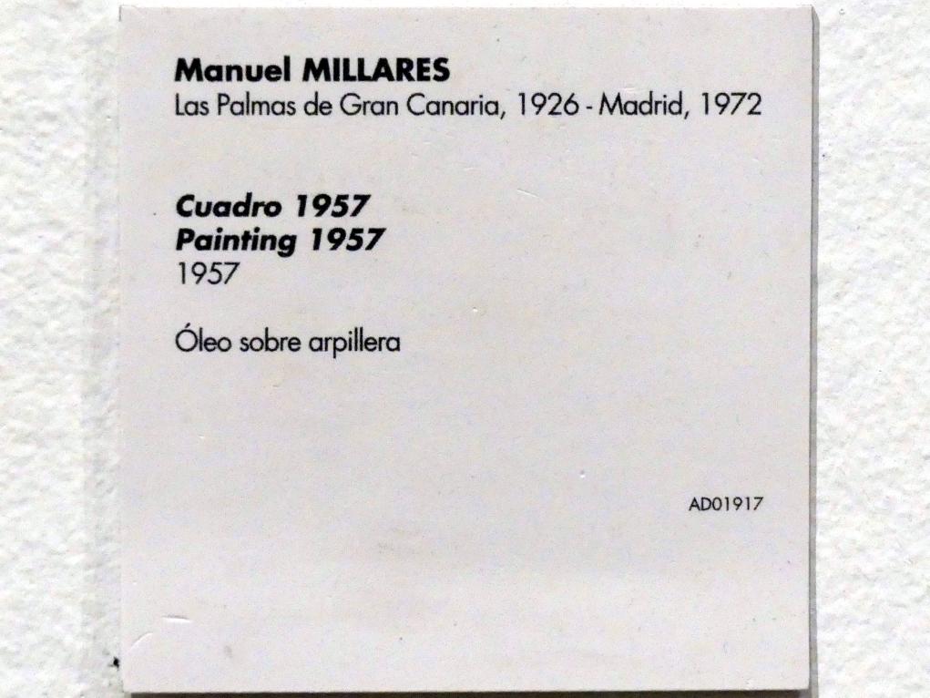 Manolo Millares (Manuel Millares) (1951–1959), Gemälde 1957, Madrid, Museo Reina Sofía, Saal 406, 1957, Bild 2/2