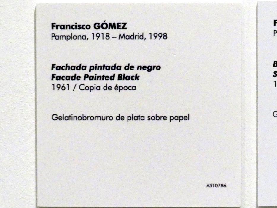 Francisco Gómez (1961–1962), Fassade schwarz bemalt, Madrid, Museo Reina Sofía, Saal 415, 1961, Bild 2/2