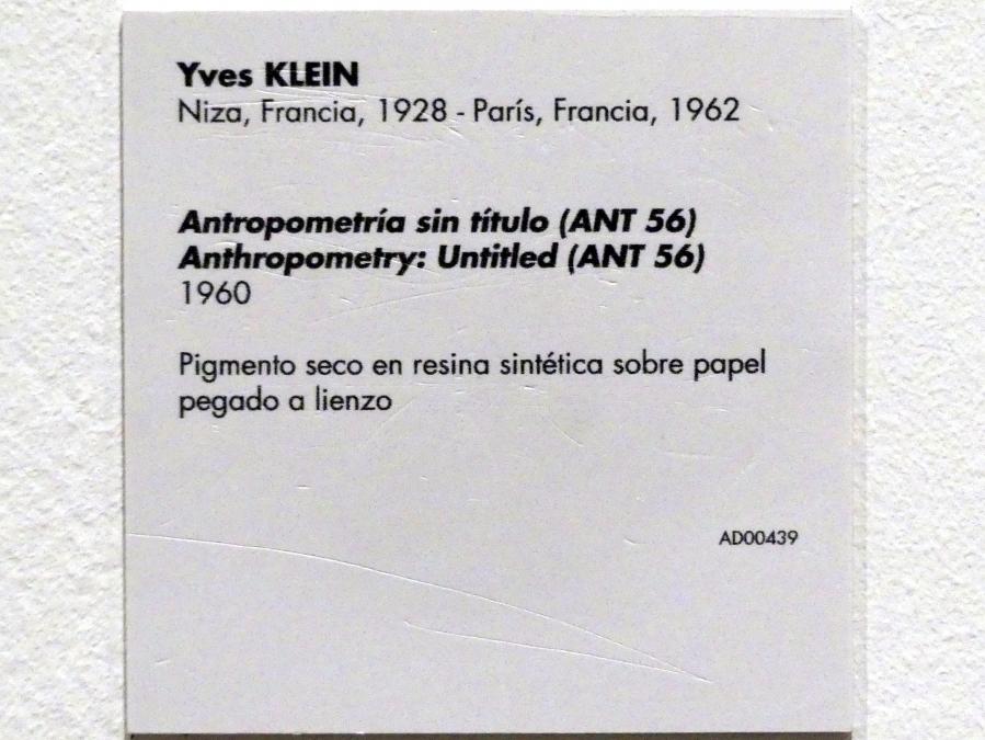 Yves Klein (1956–1962), Anthropometrie ohne Titel (ANT 56), Madrid, Museo Reina Sofía, Saal 424, 1960, Bild 2/2