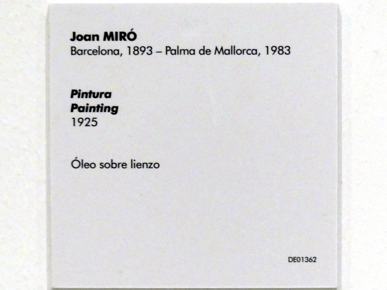 Joan Miró (1917–1970), Gemälde, Madrid, Museo Reina Sofía, Saal 202.03, 1925, Bild 2/2