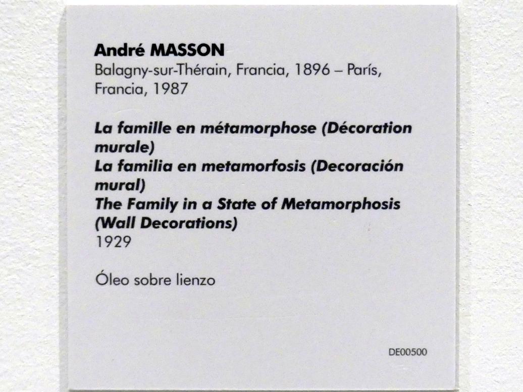 André Masson (1925–1968), Die Familie im Zustand der Verwandlung (Wandverzierung), Madrid, Museo Reina Sofía, Saal 202.03, 1929, Bild 2/2