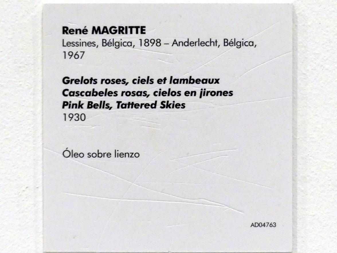 René Magritte (1926–1967), Rosa Glocken, zerlumpter Himmel, Madrid, Museo Reina Sofía, Saal 205, 1930, Bild 2/2