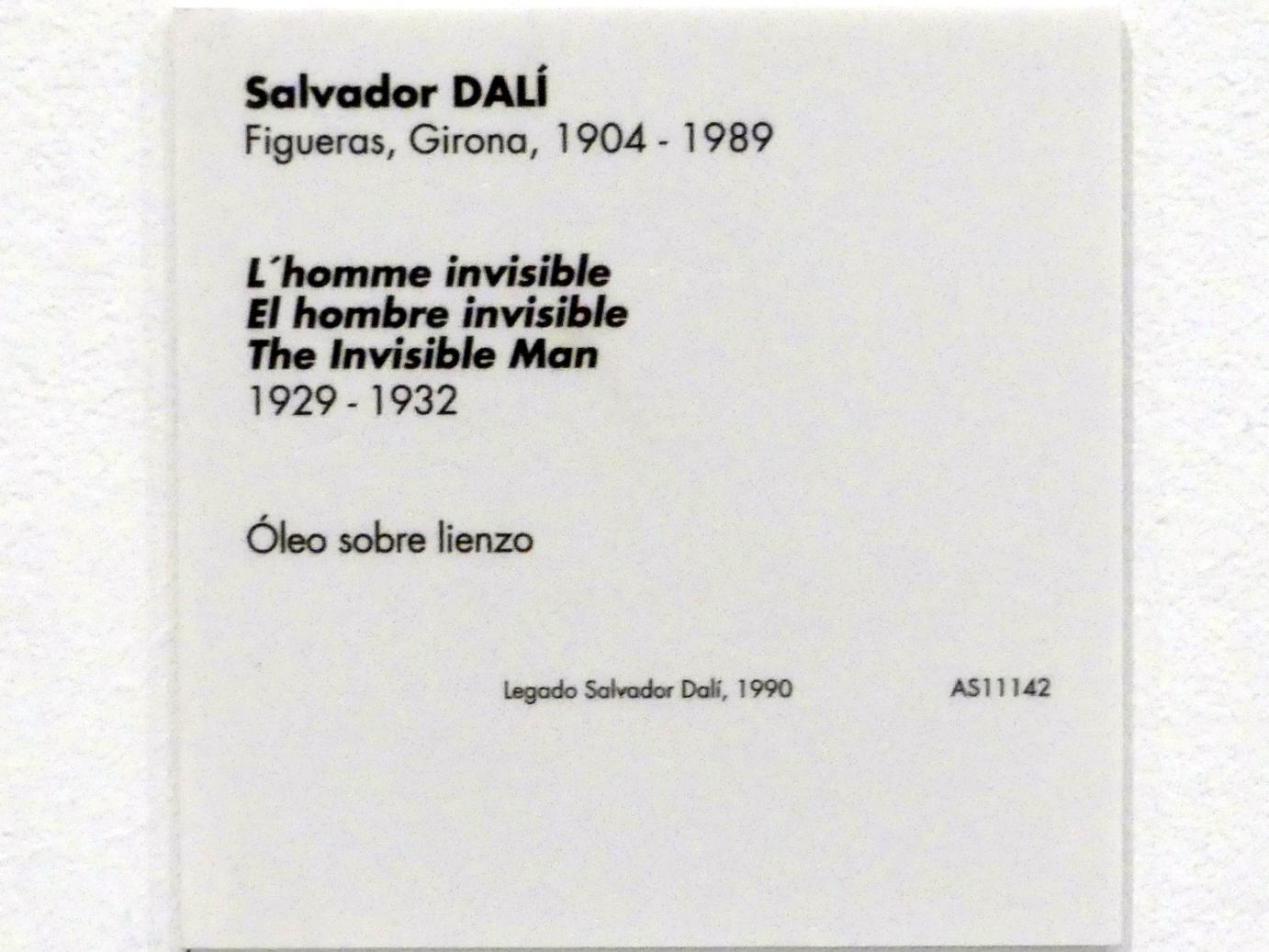 Salvador Dalí (1924–1965), Der unsichtbare Mann, Madrid, Museo Reina Sofía, Saal 205, 1929–1932, Bild 2/2