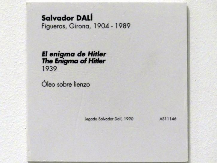 Salvador Dalí (1924–1965), Hitler's Enigma, Madrid, Museo Reina Sofía, Saal 205, 1939, Bild 2/2
