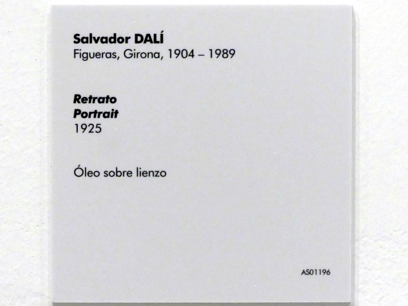 Salvador Dalí (1924–1965), Porträt, Madrid, Museo Reina Sofía, Saal 207, 1925, Bild 2/2
